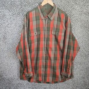 Duck Head Shirt Mens XXL 2XL Orange Plaid Expedition Button Down Pockets Casual